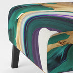 Fauteuil d'appoint rembourré moderne, Imprimé abstrait audacieux violet vert or, Style contemporain