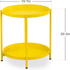Table d'appoint de canapé en métal à 2 niveaux – 15P x 15L x 20H