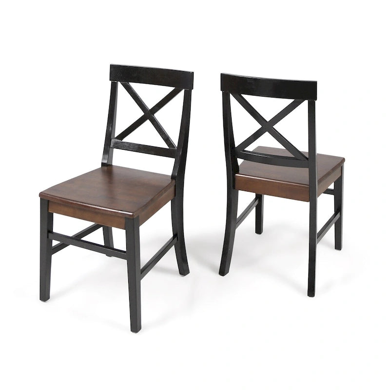 Chaises de salle à manger Roshan Farmhouse en bois d'acacia, lot de 2