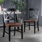Chaises de salle à manger Roshan Farmhouse en bois d'acacia, lot de 2