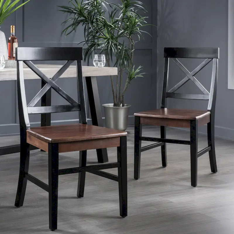 Chaises de salle à manger Roshan Farmhouse en bois d'acacia, lot de 2