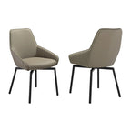 Lot de 2 chaises de salle à manger pivotantes Shin de 58 cm, incurvées, cuir synthétique gris, noir
