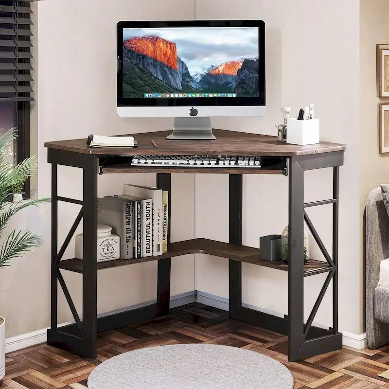 Bureau d'angle en L avec tiroir clavier, table d'étude et d'ordinateur pour bureau à domicile et dortoir