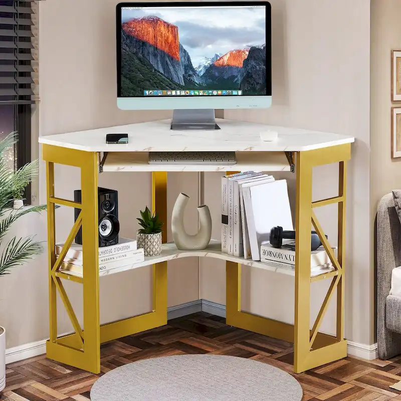 Bureau d'angle en L avec tiroir clavier, table d'étude et d'ordinateur pour bureau à domicile et dortoir