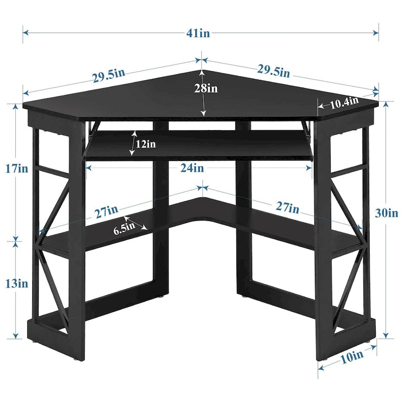 Bureau d'angle en L avec tiroir clavier, table d'étude et d'ordinateur pour bureau à domicile et dortoir