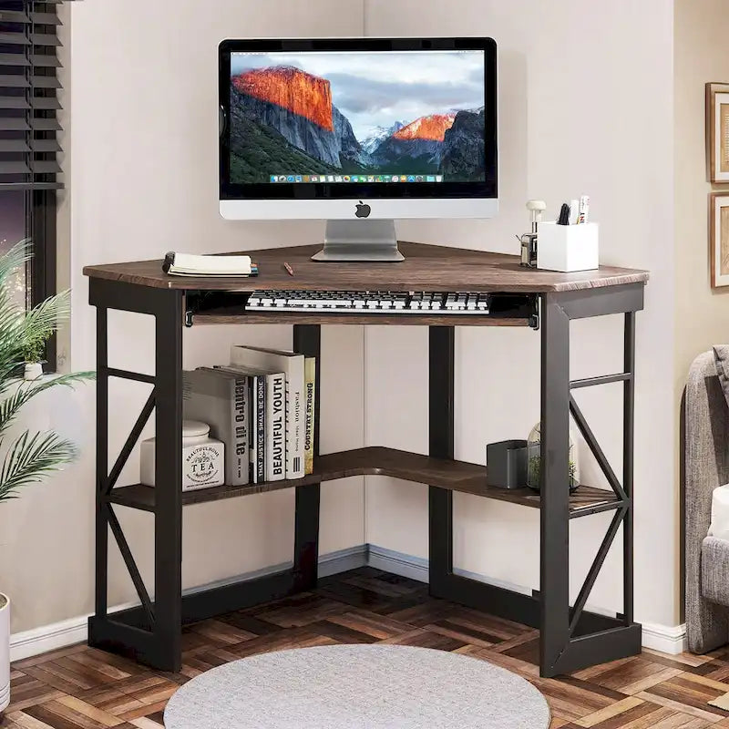 Bureau d'angle en L avec tiroir clavier, table d'étude et d'ordinateur pour bureau à domicile et dortoir