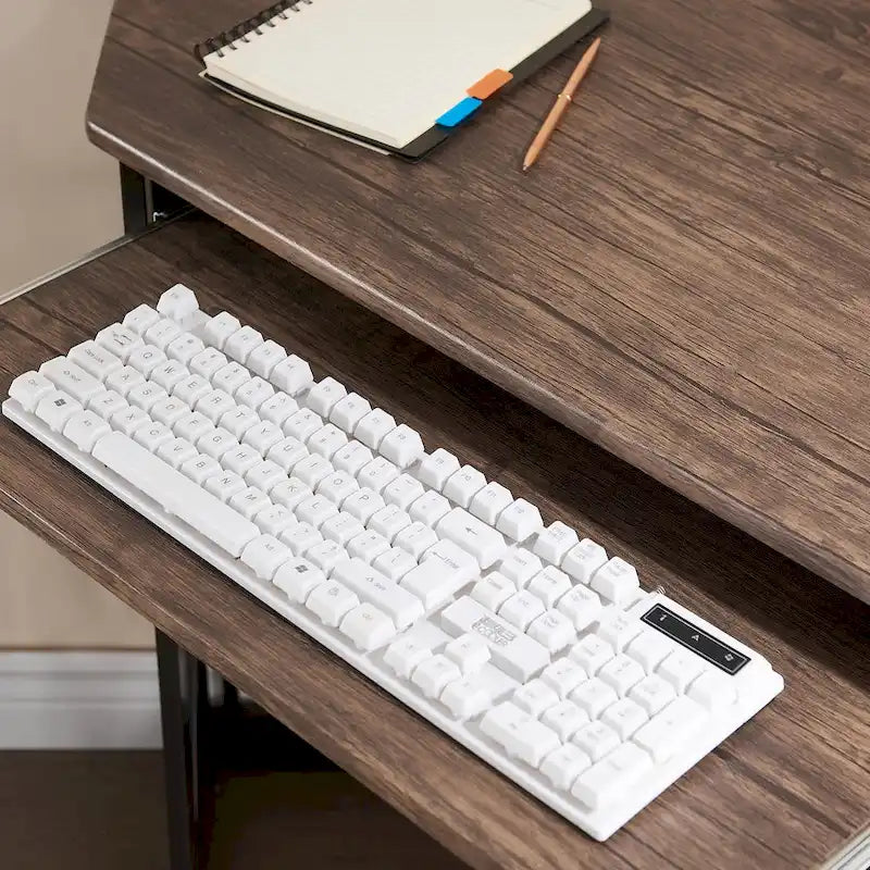 Bureau d'angle en L avec tiroir clavier, table d'étude et d'ordinateur pour bureau à domicile et dortoir
