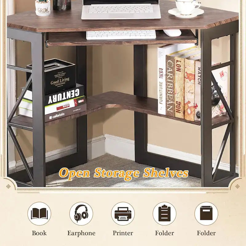 Bureau d'angle en L avec tiroir clavier, table d'étude et d'ordinateur pour bureau à domicile et dortoir