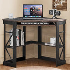 Bureau d'angle en L avec tiroir clavier, table d'étude et d'ordinateur pour bureau à domicile et dortoir