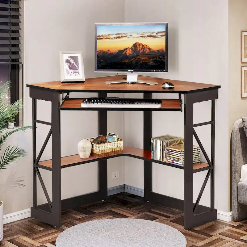 Bureau d'angle en L avec tiroir clavier, table d'étude et d'ordinateur pour bureau à domicile et dortoir