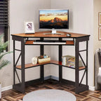 Bureau d'angle en L avec tiroir clavier, table d'étude et d'ordinateur pour bureau à domicile et dortoir