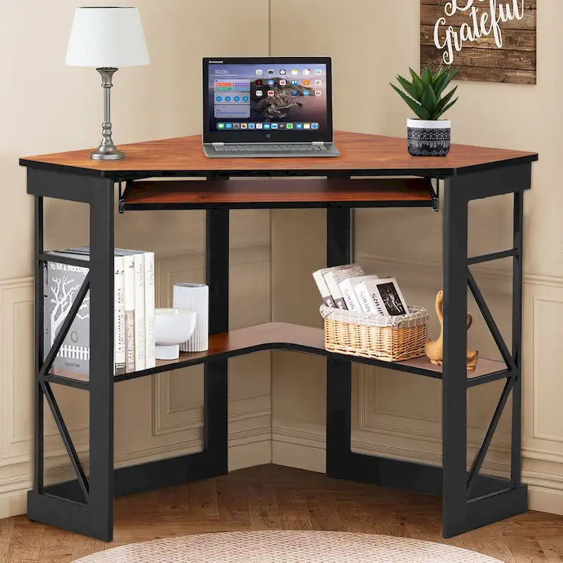 Bureau d'angle en L avec tiroir clavier, table d'étude et d'ordinateur pour bureau à domicile et dortoir