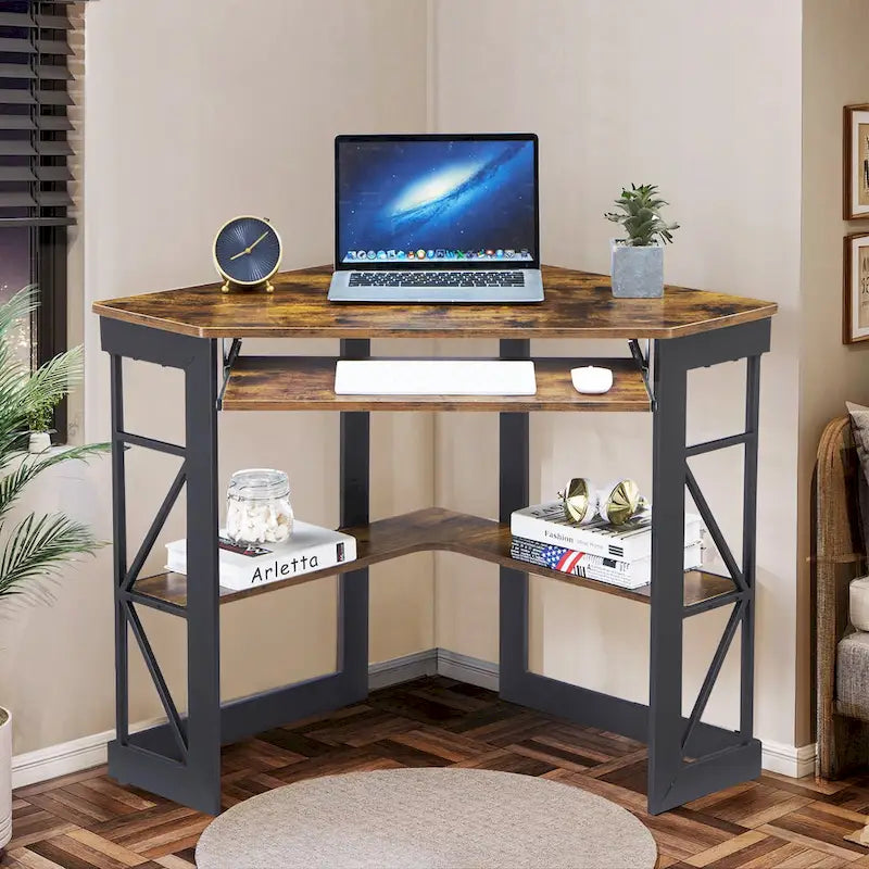 Bureau d'angle en L avec tiroir clavier, table d'étude et d'ordinateur pour bureau à domicile et dortoir