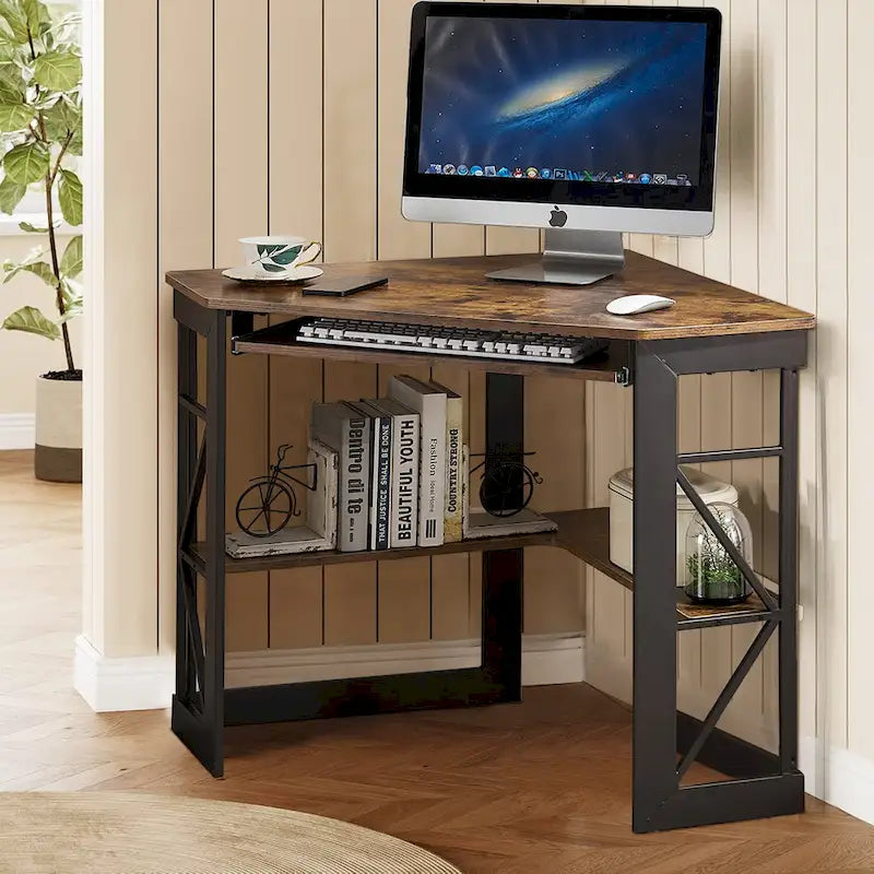 Bureau d'angle en L avec tiroir clavier, table d'étude et d'ordinateur pour bureau à domicile et dortoir