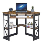 Bureau d'angle en L avec tiroir clavier, table d'étude et d'ordinateur pour bureau à domicile et dortoir