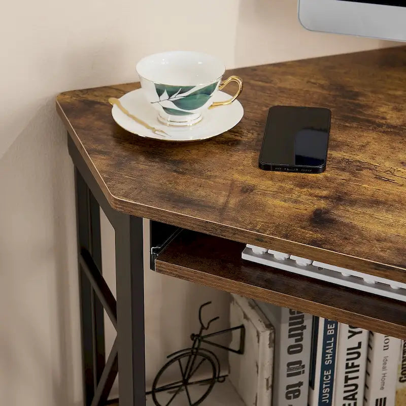Bureau d'angle en L avec tiroir clavier, table d'étude et d'ordinateur pour bureau à domicile et dortoir