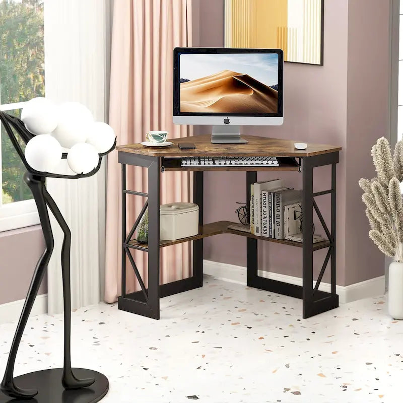 Bureau d'angle en L avec tiroir clavier, table d'étude et d'ordinateur pour bureau à domicile et dortoir