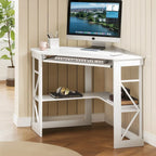 Bureau d'angle en L avec tiroir clavier, table d'étude et d'ordinateur pour bureau à domicile et dortoir