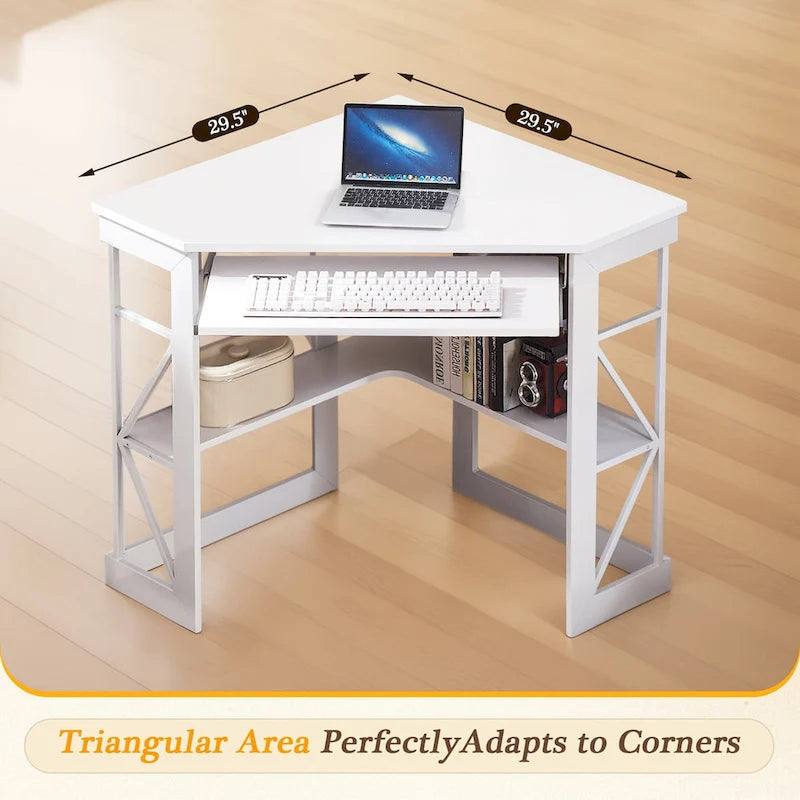 Bureau d'angle en L avec tiroir clavier, table d'étude et d'ordinateur pour bureau à domicile et dortoir