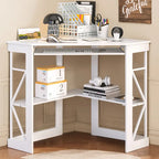 Bureau d'angle en L avec tiroir clavier, table d'étude et d'ordinateur pour bureau à domicile et dortoir