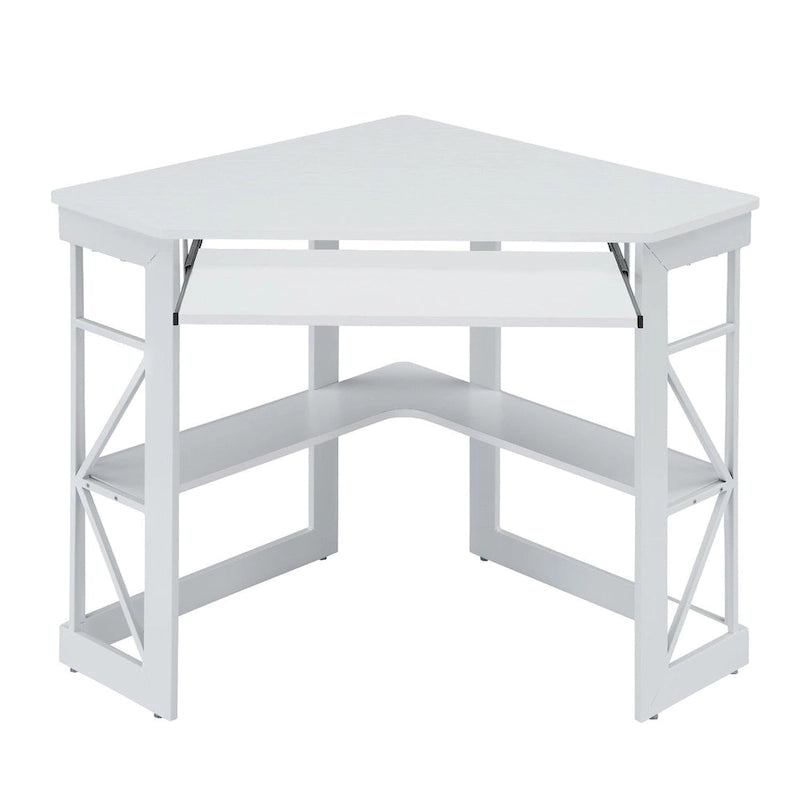 Bureau d'angle en L avec tiroir clavier, table d'étude et d'ordinateur pour bureau à domicile et dortoir