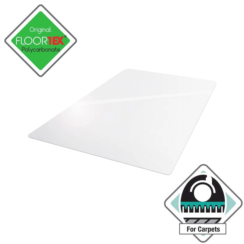 Tapis de chaise rectangulaire en polycarbonate pour moquette à poils courts, 48 x 60 pouces, protection de sol transparente