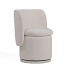 Chaise de salle à manger pivotante Wingback de 26 pouces, tissu blanc cassé, base en bois massif, hauteur comptoir