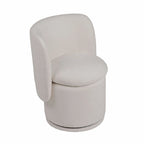 Chaise de salle à manger pivotante Wingback de 26 pouces, tissu blanc cassé, base en bois massif, hauteur comptoir