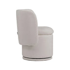 Chaise de salle à manger pivotante Wingback de 26 pouces, tissu blanc cassé, base en bois massif, hauteur comptoir