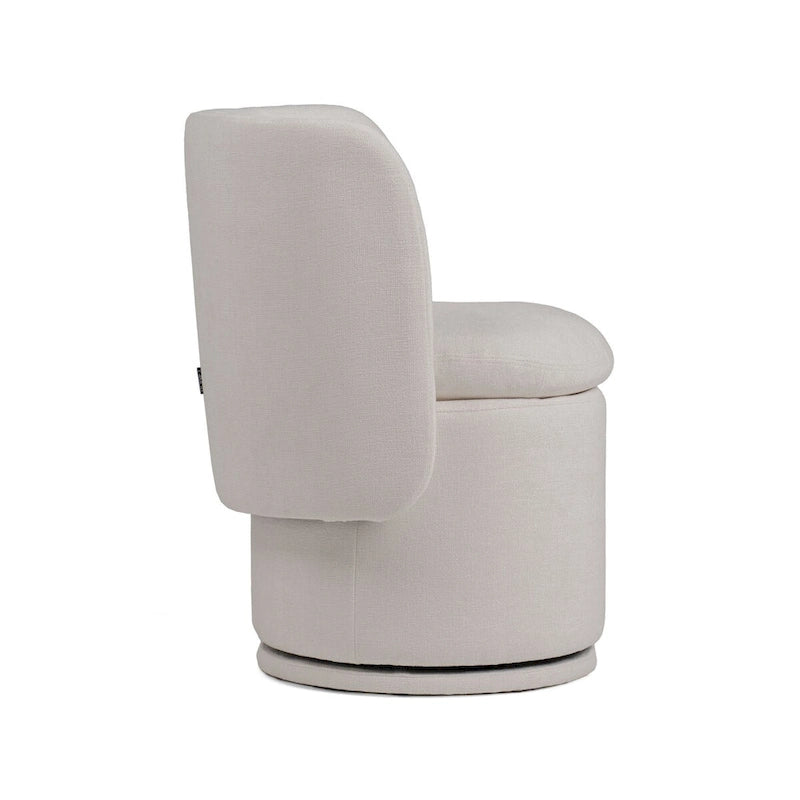 Chaise de salle à manger pivotante Wingback de 26 pouces, tissu blanc cassé, base en bois massif, hauteur comptoir