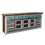 Buffet de salle à manger avec portes persiennes en bois massif de 82 pouces, Grand meuble de rangement
