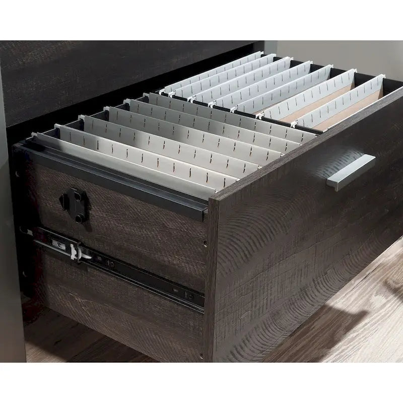 Classeur latéral, finition noyer lame, 2 tiroirs, rangement pour bureau à domicile