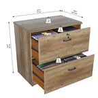 Classeur latéral à 2 tiroirs, style Honduras, rangement de dossiers pour bureau à domicile, format lettre et légal