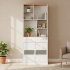 Meuble de rangement haut sur pied de 183 cm pour la cuisine, la salle de bain, le salon, blanc
