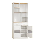 Meuble de rangement haut sur pied de 183 cm pour la cuisine, la salle de bain, le salon, blanc
