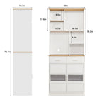 Meuble de rangement haut sur pied de 183 cm pour la cuisine, la salle de bain, le salon, blanc