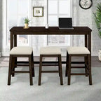 Table hauteur comptoir 4 pièces avec tabourets rembourrés en tissu