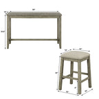 Table hauteur comptoir 4 pièces avec tabourets rembourrés en tissu