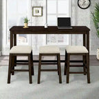 Table hauteur comptoir 4 pièces avec tabourets rembourrés en tissu
