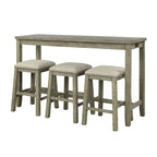 Table hauteur comptoir 4 pièces avec tabourets rembourrés en tissu