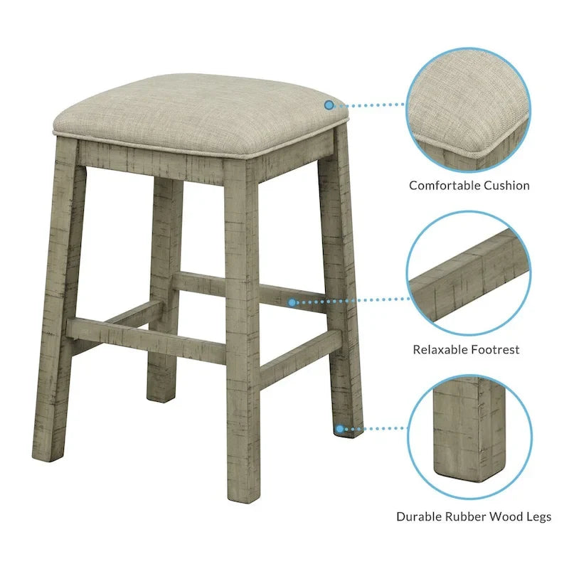 Table hauteur comptoir 4 pièces avec tabourets rembourrés en tissu