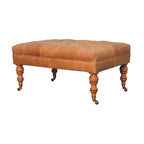 Repose-pieds Artisan Furniture en cuir de buffle tanné, avec roulettes