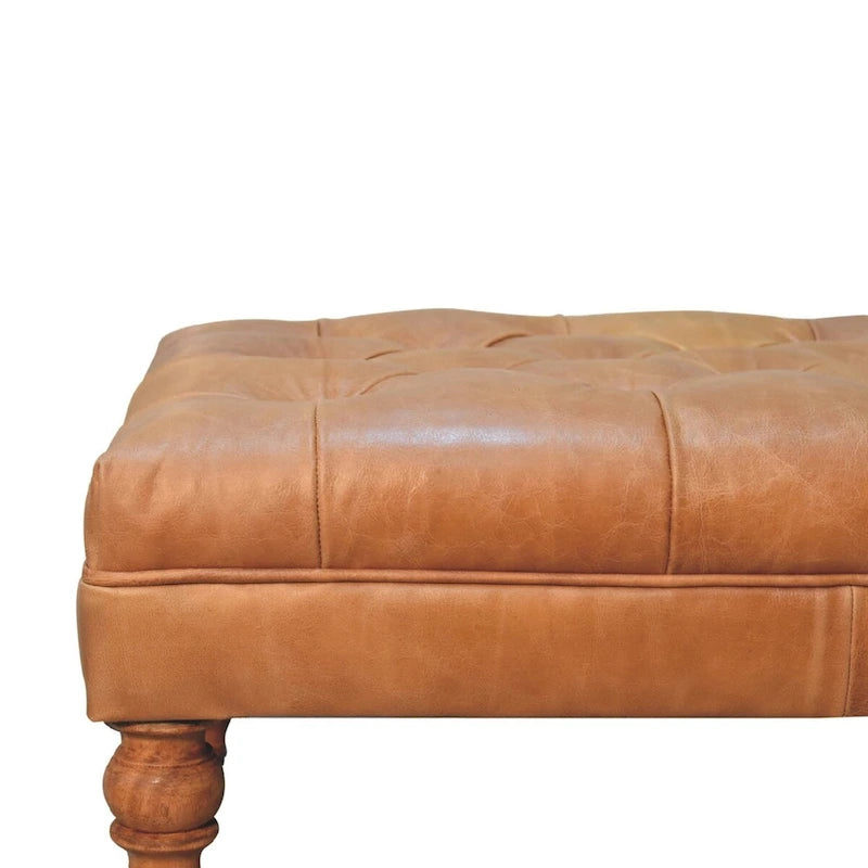 Repose-pieds Artisan Furniture en cuir de buffle tanné, avec roulettes