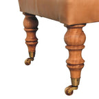 Repose-pieds Artisan Furniture en cuir de buffle tanné, avec roulettes